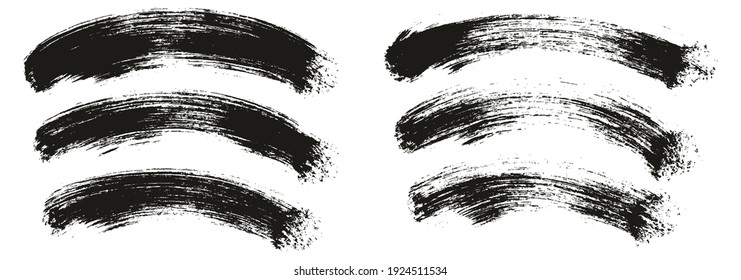 Round Brush Thick Curved Background Artist Brush High Detail Abstract Vector Background Set 