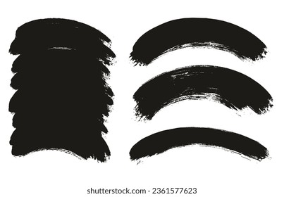 Round Brush Thick Curved Background Mix Artist Brush High Detail Abstract Vector Background Mix Set 
