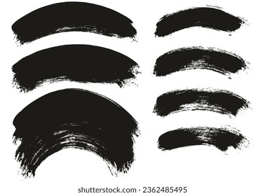 Round Brush Thick Curved Background Mix Artist Brush High Detail Abstract Vector Background Mix Set 