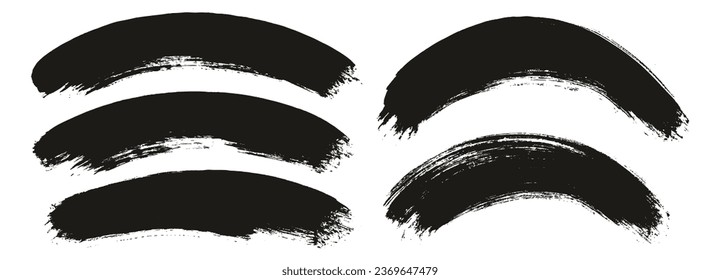 Round Brush Thick Curved Background Mix Artist Brush High Detail Abstract Vector Background Mix Set 