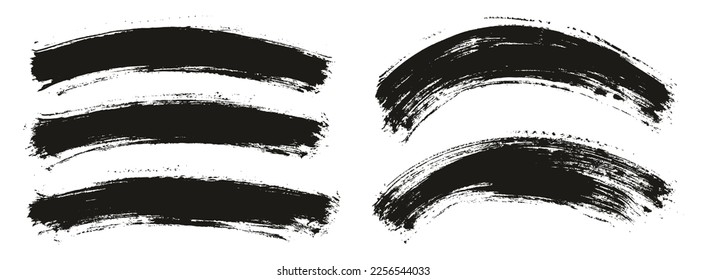 Round Brush Thin Curved Background Mix Artist Brush High Detail Abstract Vector Background Mix Set 