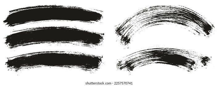 Round Brush Thin Curved Background Mix Artist Brush High Detail Abstract Vector Background Mix Set 