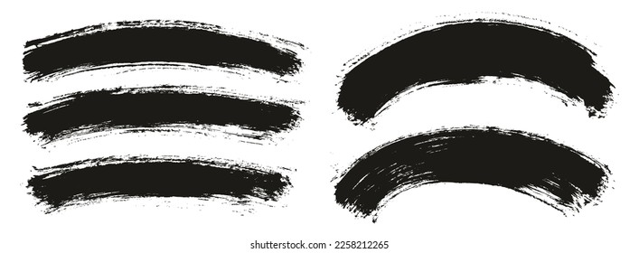 Round Brush Thin Curved Background Mix Artist Brush High Detail Abstract Vector Background Mix Set 