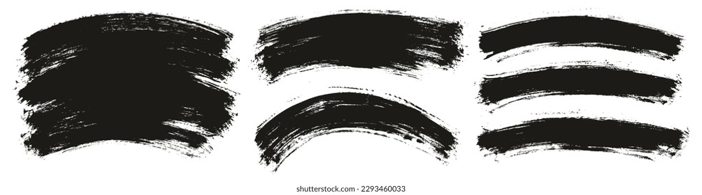 Round Brush Thin Curved Background Artist Brush High Detail Abstract Vector Background Set 