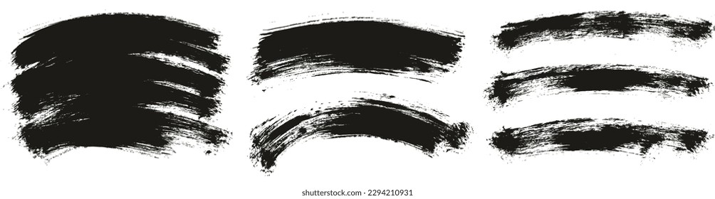 Round Brush Thin Curved Background Artist Brush High Detail Abstract Vector Background Set 