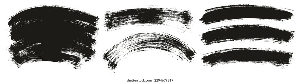 Round Brush Thin Curved Background Artist Brush High Detail Abstract Vector Background Set 