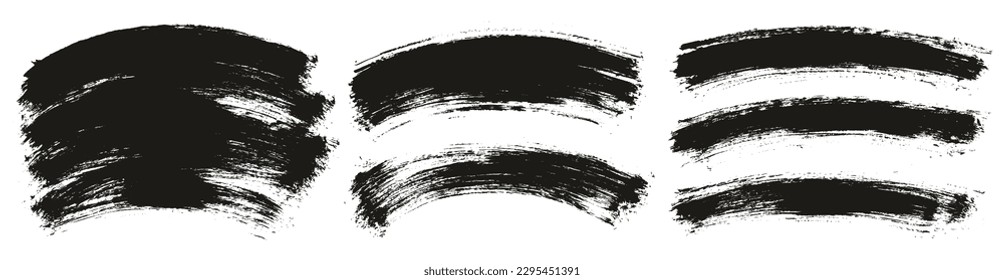 Round Brush Thin Curved Background Artist Brush High Detail Abstract Vector Background Set 