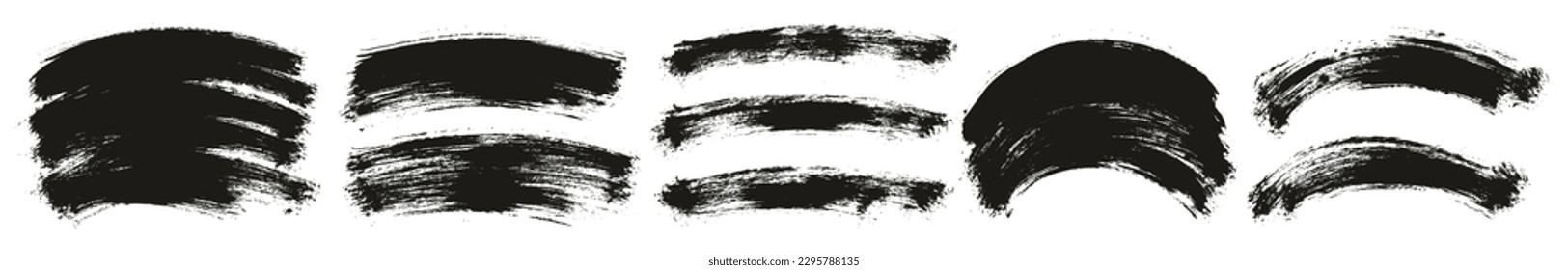 Round Brush Thin Curved Background Artist Brush High Detail Abstract Vector Background Set 