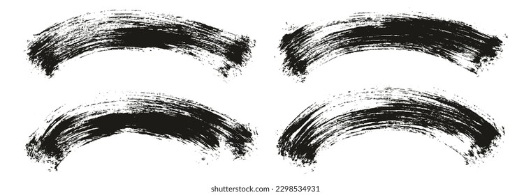 Round Brush Thin Curved Background Artist Brush High Detail Abstract Vector Background Set 