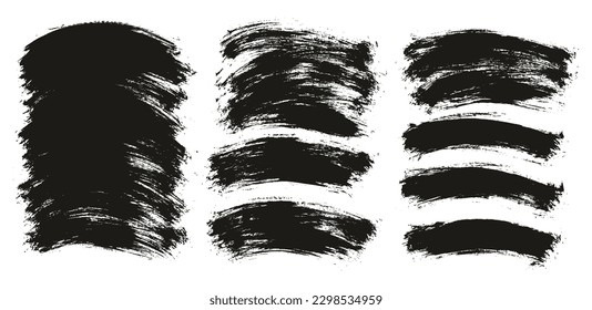 Round Brush Thin Curved Background Artist Brush High Detail Abstract Vector Background Set 