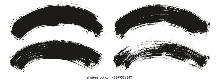Round Brush Thin Curved Background Artist Brush High Detail Abstract Vector Background Set 
