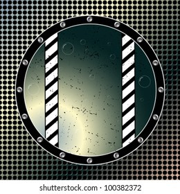 round bubbling window over metallic background, abstract vector art illustration