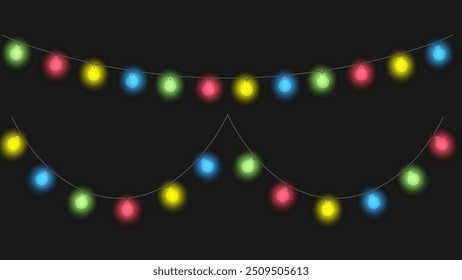 Round bulb colorful Christmas lights, illumination set
