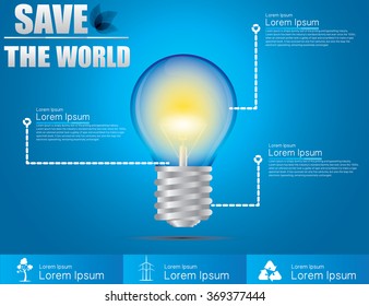Round bulbs infographic save the world. Vector illustration EPS10. 