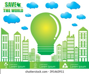 Round bulbs infographic save the world. Vector illustration EPS10.