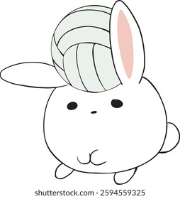 A round bunny and volleyball.
