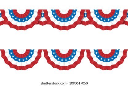 Round bunting decoration, for american Independence day celebration. Vector