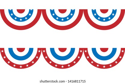 Round bunting decoration, for USA Independence day celebration. Vector