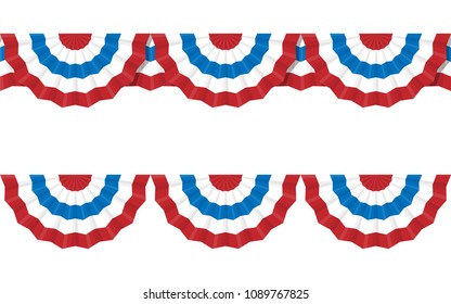 Round bunting decoration, vector set for american Independence day celebration