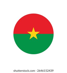 Ilustração do ícone da bandeira de Burkina Faso redondo no fundo transparente para a celebração do dia da independência no estilo gráfico vetorial