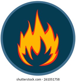 Round Burning Fire Sign Symbol, Vector Illustration isolated on White Background.