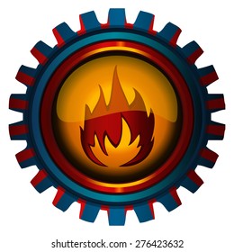 Round Burning Fire Sign Symbol, Vector Illustration isolated on White Background.