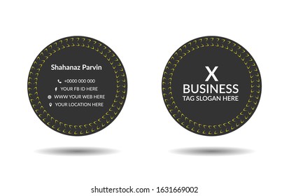 round business card design vector. circle leaf style background