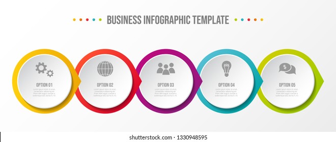 Round business infographic with icons. Vector