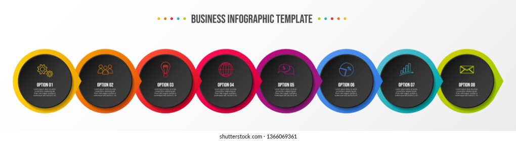 Round business infographic with icons. Vector