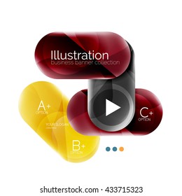 Round business infographics template buttons. Vector glossy glass style layout with options text and slogan