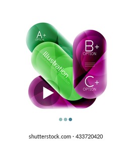 Round business infographics template buttons. Vector glossy glass style layout with options text and slogan