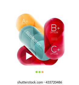 Round business infographics template buttons. Vector glossy glass style layout with options text and slogan
