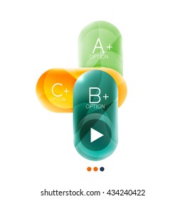 Round business infographics template buttons. Vector glossy glass style layout with options text and slogan