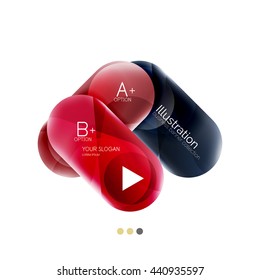 Round business infographics template buttons. Vector glossy glass style layout with options text and slogan