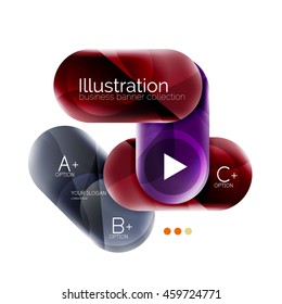 Round business infographics template buttons. Vector glossy glass style layout with options text and slogan