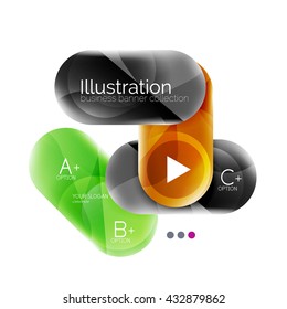 Round business options infographics. Glossy capsule design. Vector illustration