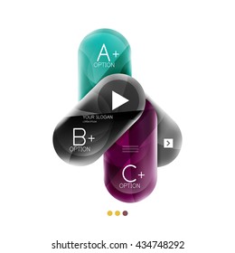Round business options infographics. Glossy capsule design. Vector illustration