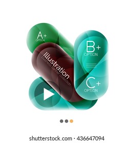 Round business options infographics. Glossy capsule design. Vector illustration