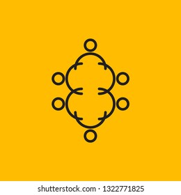 Round business table, business icon, abstract people logo, teamworking, association logo. Vector illustration