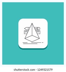 Round Button for 3d, design, designer, sketch, tools Line icon Turquoise Background