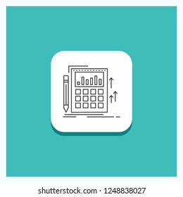Round Button for Accounting, audit, banking, calculation, calculator Line icon Turquoise Background