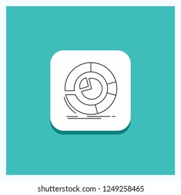 Round Button for Analysis, analytics, business, diagram, pie chart Line icon Turquoise Background