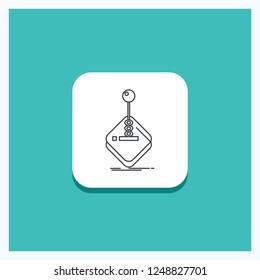 Round Button for arcade, game, gaming, joystick, stick Line icon Turquoise Background