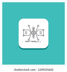 Round Button for Architect, constructing, grid, sketch, structure Line icon Turquoise Background