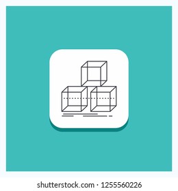 Round Button for Arrange, design, stack, 3d, box Line icon Turquoise Background