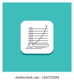 Round Button for Arrow, chart, curve, experience, goal Line icon Turquoise Background