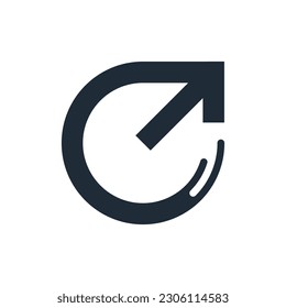 Round button with arrow move up.Сreative trendy professional arrow logo design template.Vector linear icon illustration isolated on white background.