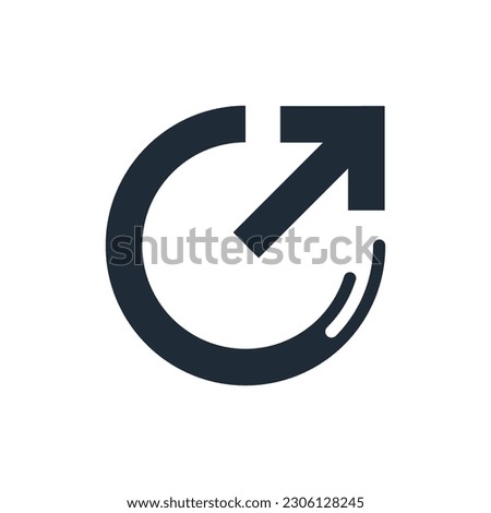 Round button with arrow move up.Сreative trendy professional arrow logo design template.Vector linear icon illustration isolated on white background.