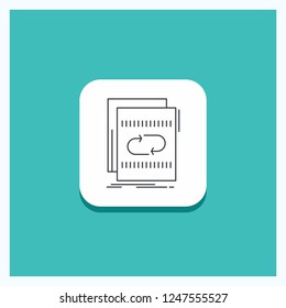 Round Button for Audio, file, loop, mix, sound Line icon Turquoise Background