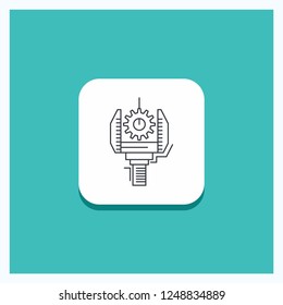 Round Button for Automation, industry, machine, production, robotics Line icon Turquoise Background